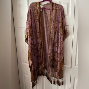 Free People Rose and Gold velvet kimono